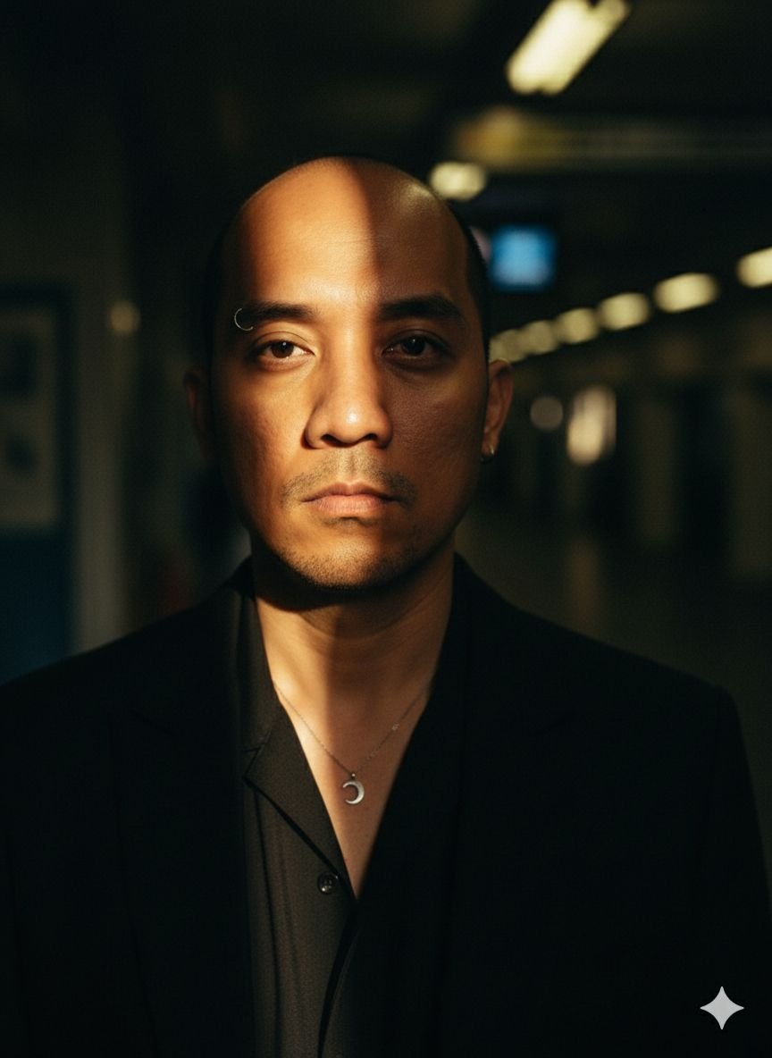 AI Generated Image - A cinematic portrait of me l. He is partially illu...