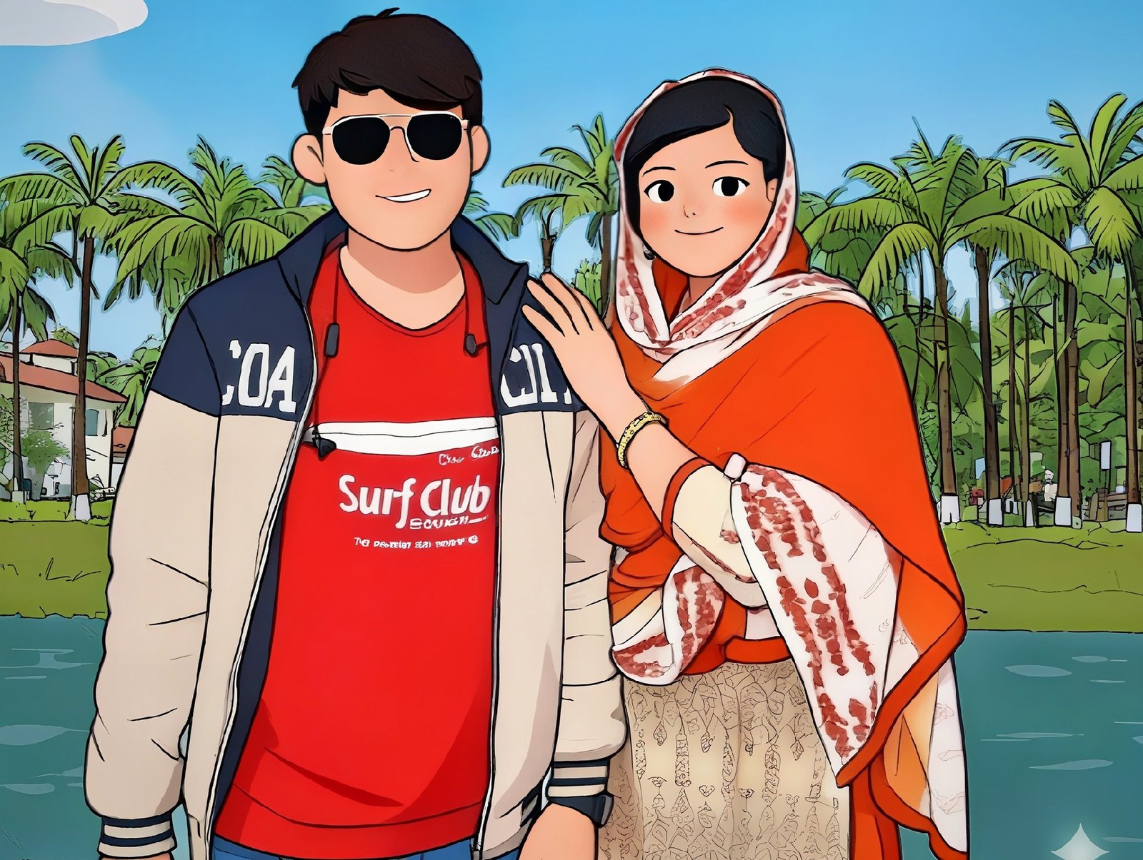 AI Generated Image - Make an animated romantic traditional Indian movie...
